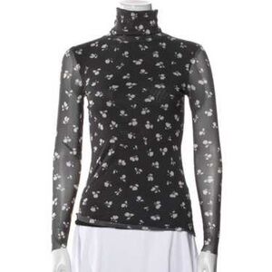 Ganni Black Floral Long Sleeve Top